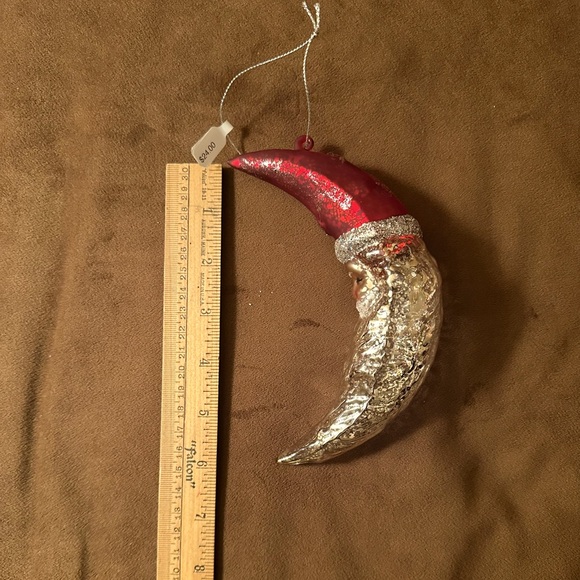 A Glass Santa Crescent Moon Ornament - Picture 2 of 9